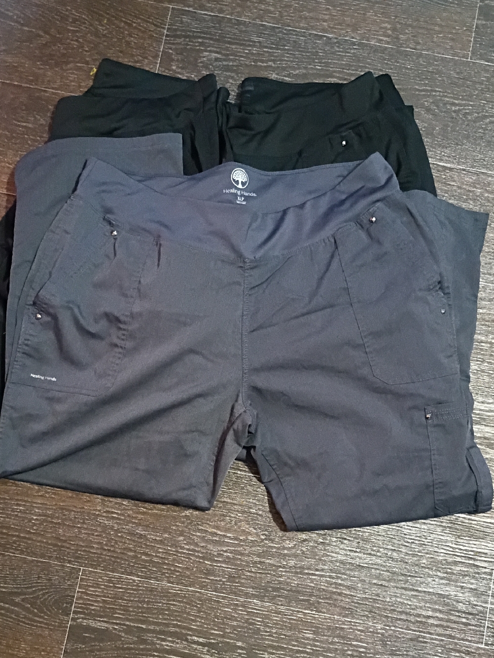 healing hands Scrub Pants in Charcoal Gray and Black - 2 Pairs